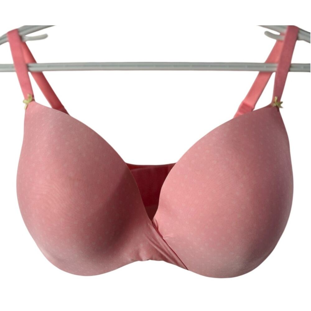 Victoria's Secret Women's Pink White Polka Dot Plunge Underwire Bra Size 36DD